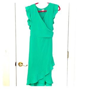 Emerald Green Ruffle Wrap Dress